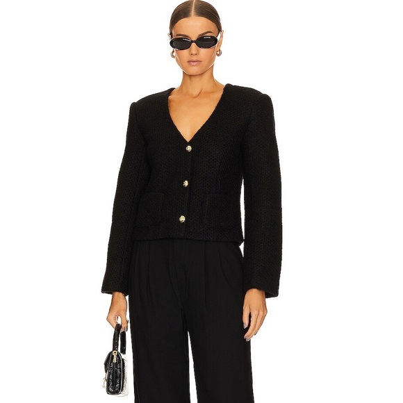 Anine Bing Anitta Jacket Black Tweed Jacket with Gold Buttons - Picture 10 of 16